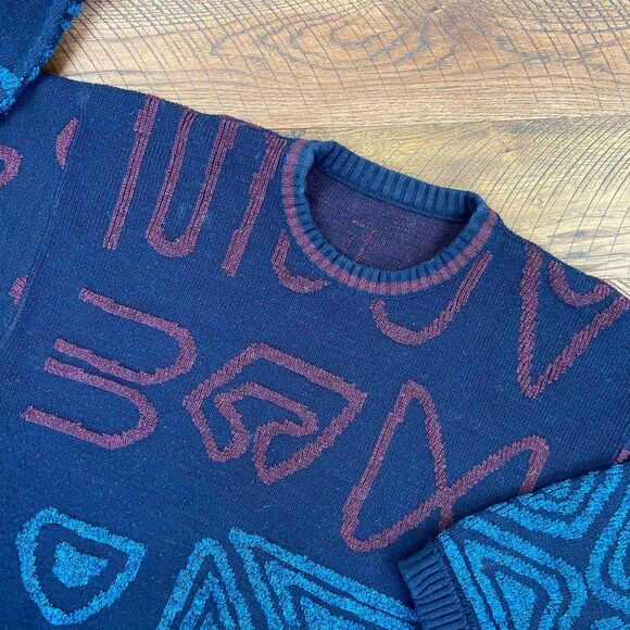VINTAGE ugly abstract oversized sweater - Picture 4 of 5